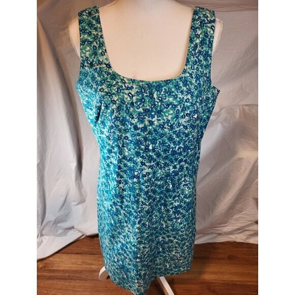 Sara Campbell Blue Floral‎ Sleeveless Sheath Dress Size 12 - Picture 1 of 5